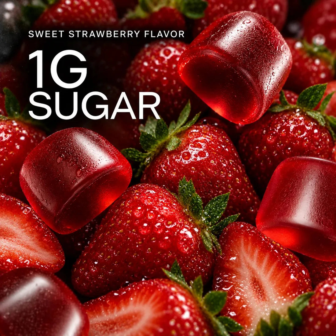 Sweet strawberry flavor gummies with 1g sugar